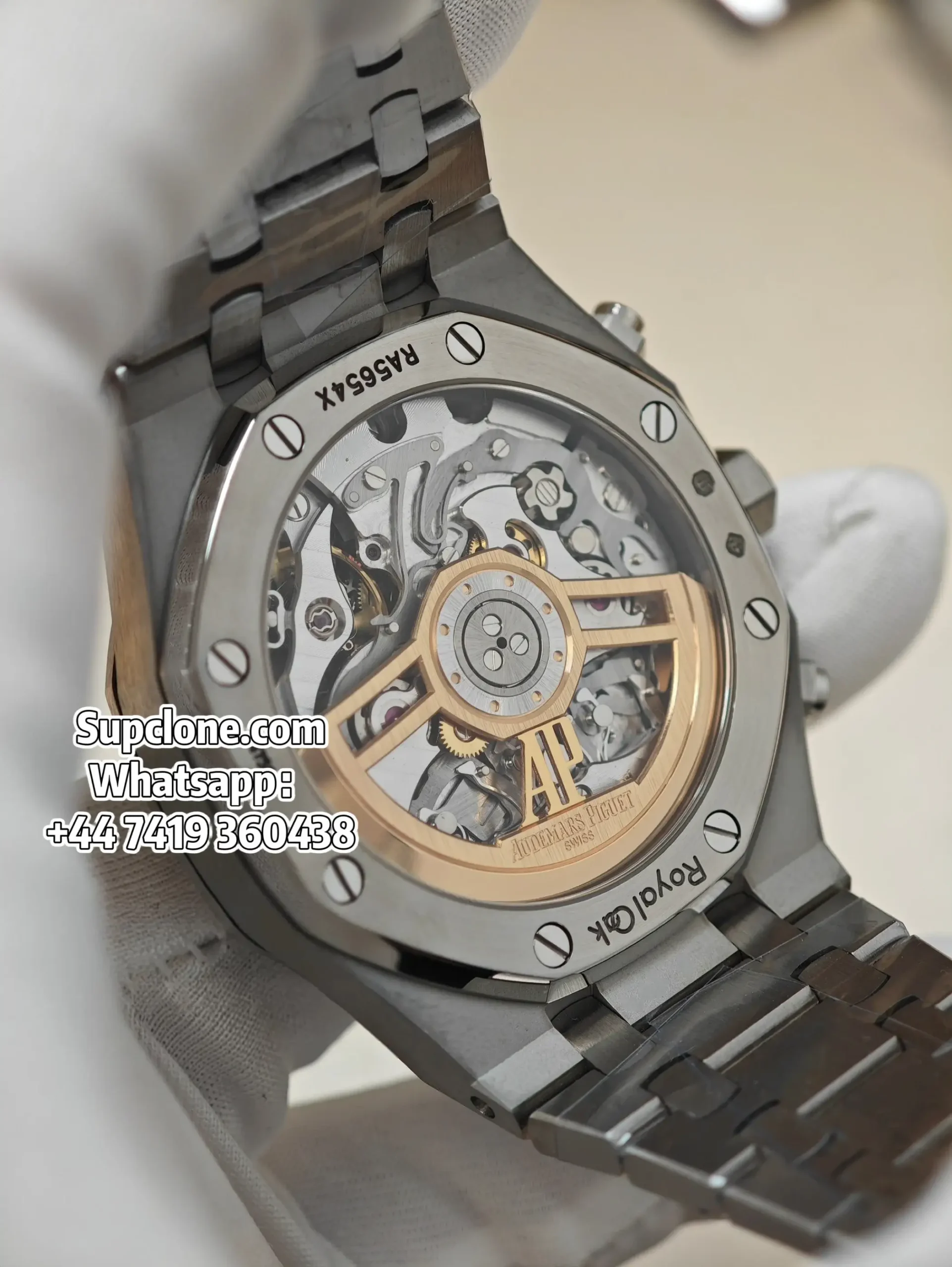 Audemars Piguet Super Clone Watches Royal Oak Chrono 41 26240 Frosted Gold Blue Dial (7) Audemars Piguet Super Clone Watches Royal Oak Chrono 41 26240 Frosted Gold Blue Dial