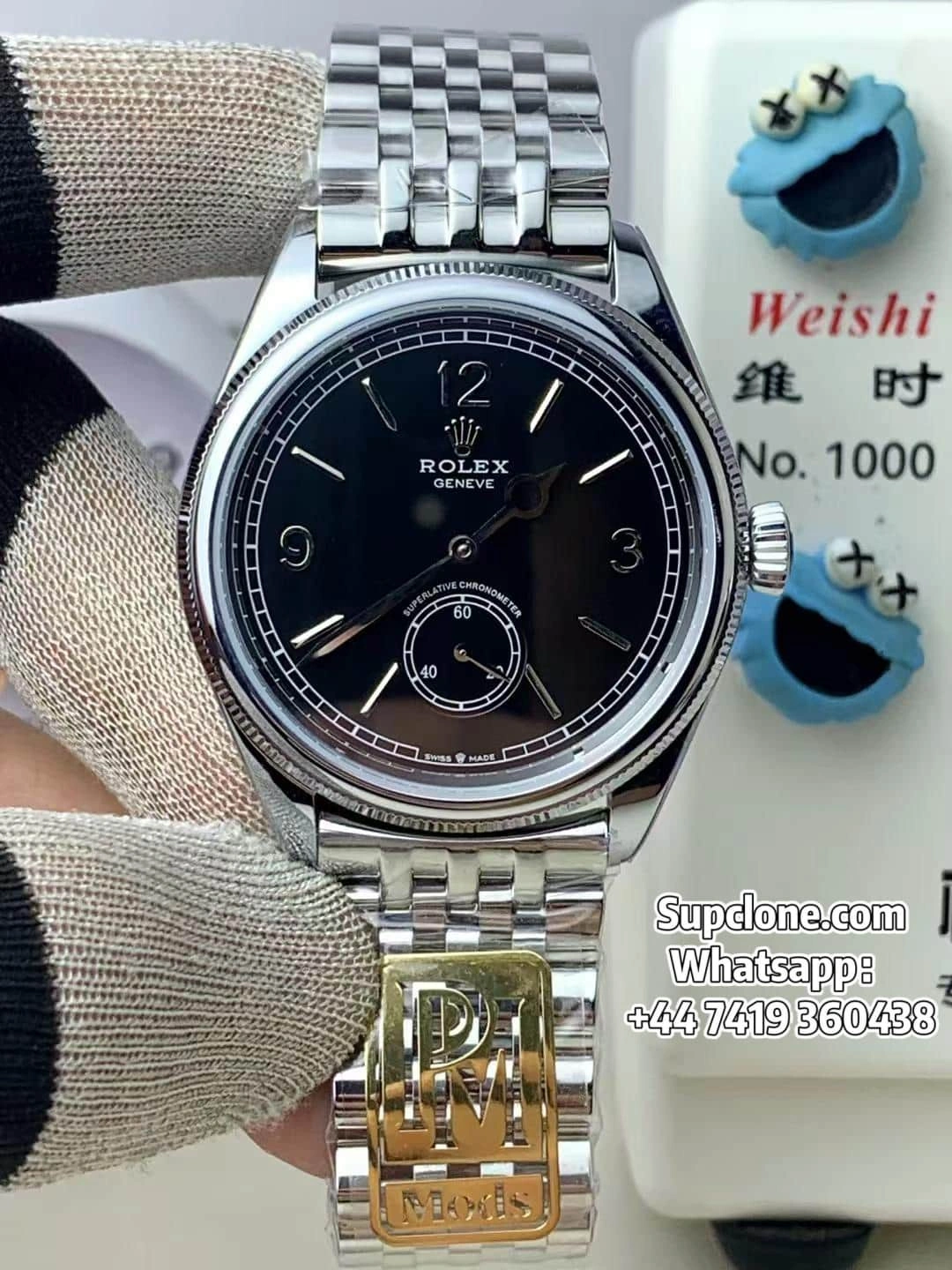 PPM Rolex 1908 Steel Black Dial Super Clone with Settimo Bracelet